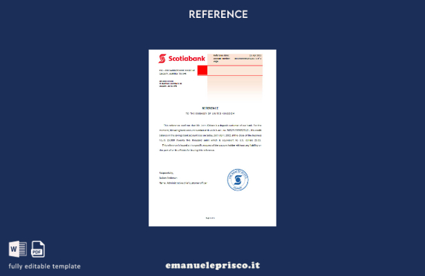 modello di riferimento Canada Scotiabank in stile verificato